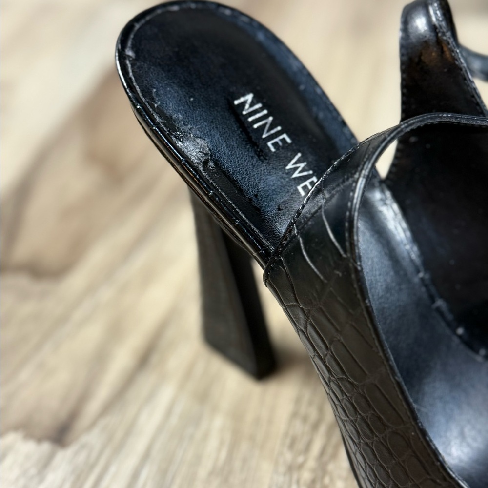 Nine West Black Croc-Pattern Heels - Picture 10 of 16